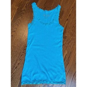 Y2K Lace Trim Ribbed Tank Top Small